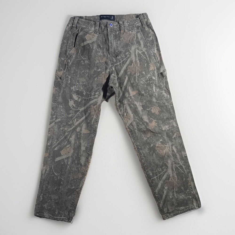 Abercrombie & Fitch Loose Fit Camouflage Cargo Pants Gray Cotton 30x30